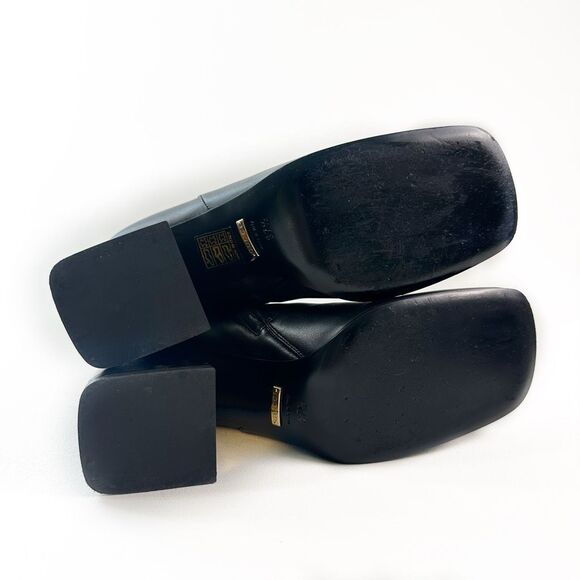 GUCCI Baby Bit Black Leather Boot Size 37.5 High Heel Bootie Square Toe Horsebit - Picture 10 of 13